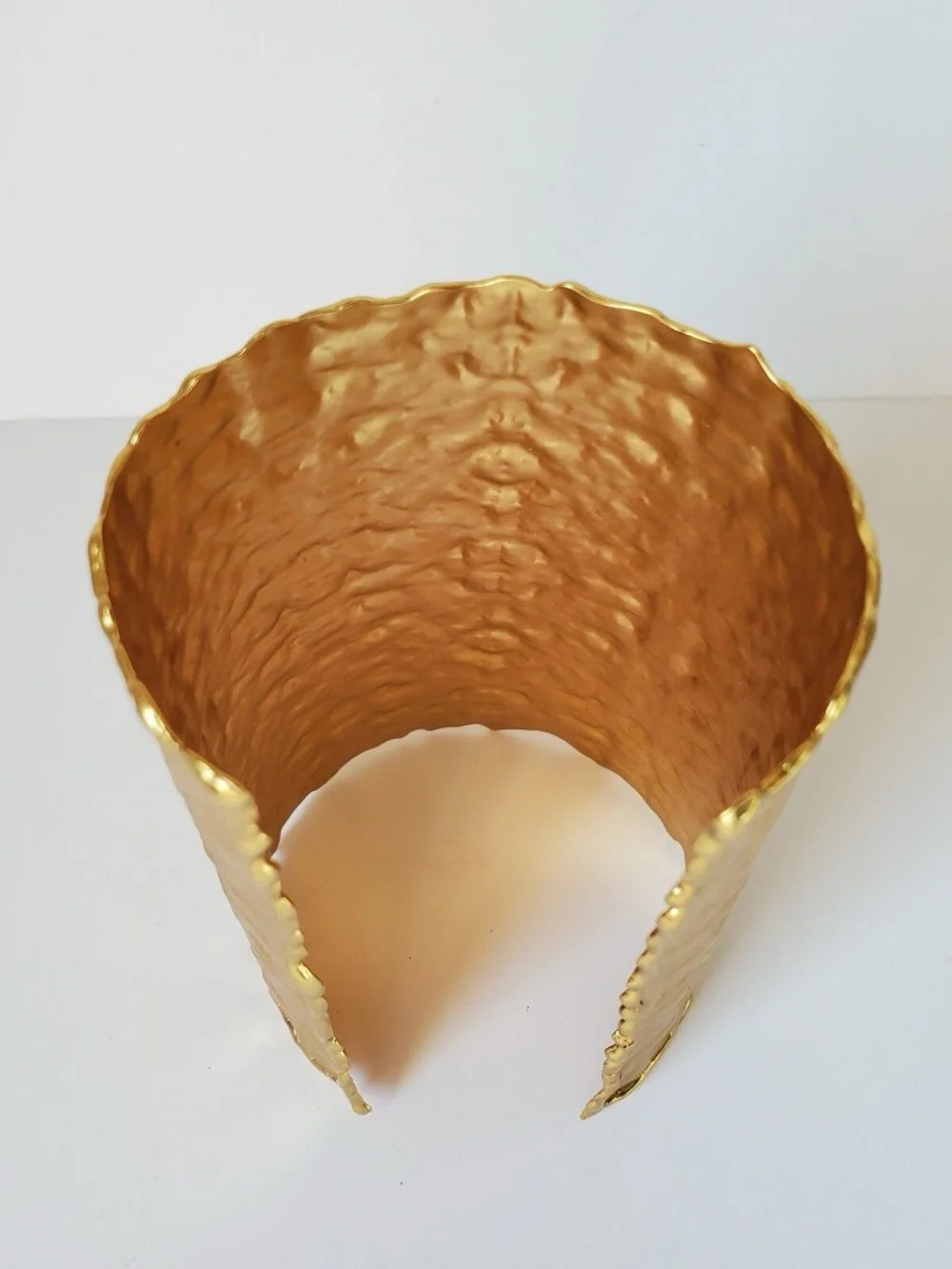 NWOT. Zara Golden Wide Rigid Textured Metal Cuff Bracelet Hammered.